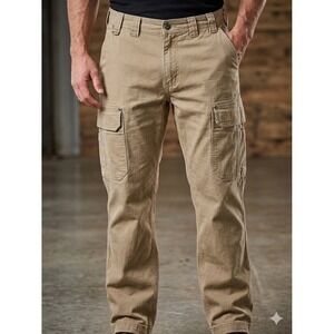Duluth Trading Flex Fire Hose Cargo Pants Mens 40x32 Khaki Tan Work Utility